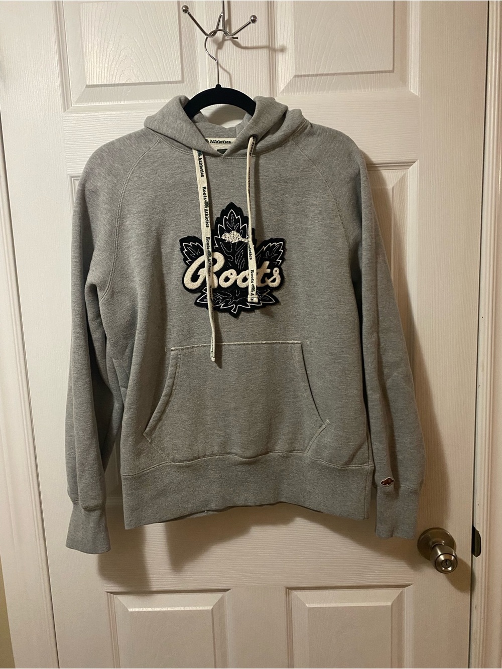 Roots Light Gray Hooded Sweatshirt with Embroidered Logo